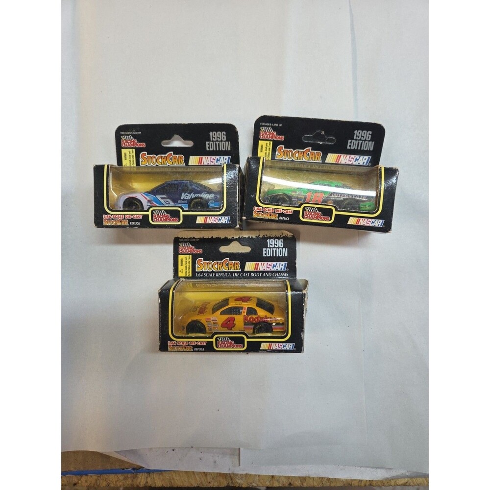 Racing Champions 1996 NASCAR 1:64 Diecast Lot of 3 Valvoline #6, Kodak #4